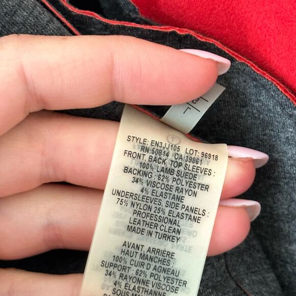 Elie Tahari Lamb Suede Asymmetrical Zip Moto Jacket Red L - Picture 7 of 9